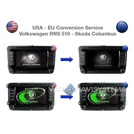 Conversión USA a EU para Navegadores Volkswagen RNS 510 & Skoda Columbus