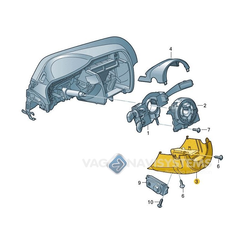 8K0953512D - Trim lower section for models with cruise control system