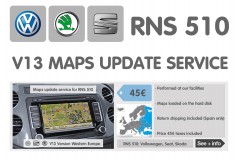 Volkswagen, Seat, Skoda: RNS 510 - Servicio de actualización de mapas - Mapas de Europa occidental versión V13 2016